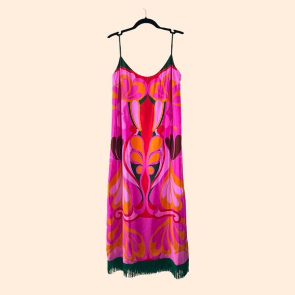 Borgo De Nor Crepe Fringe Midi Dress - Picture 2 of 13